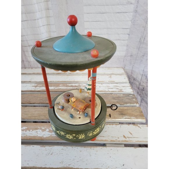 Thorens Jesus musical box vintage Joy to the world moving animated wooden antiqu - Picture 1 of 7